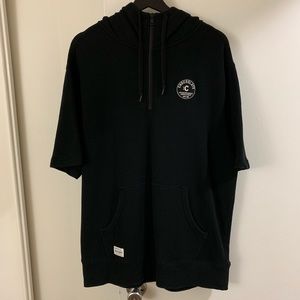 Black Choocolate Short-sleeve Half-zipped Hoodie